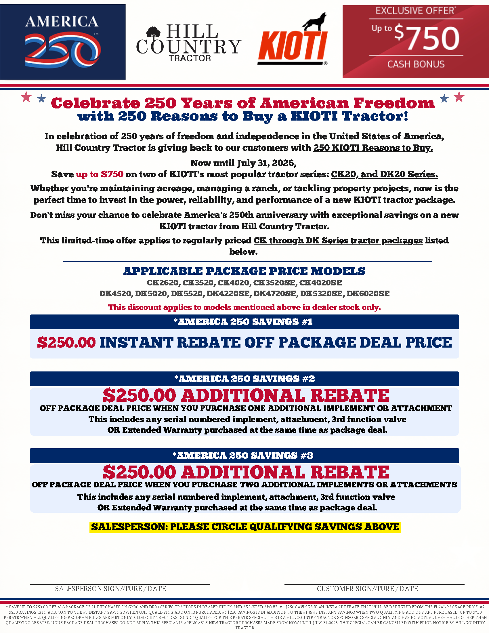 250 Years Freedom Kioti Promo